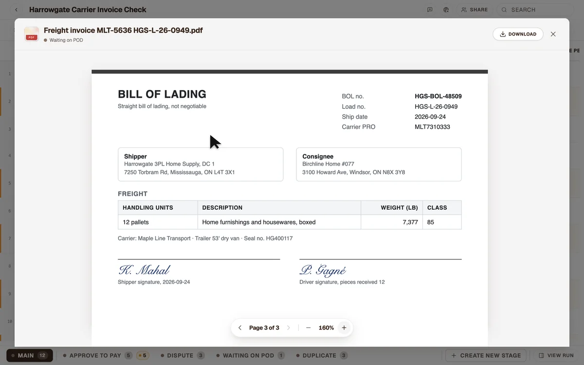 No proof of delivery, no payment yet