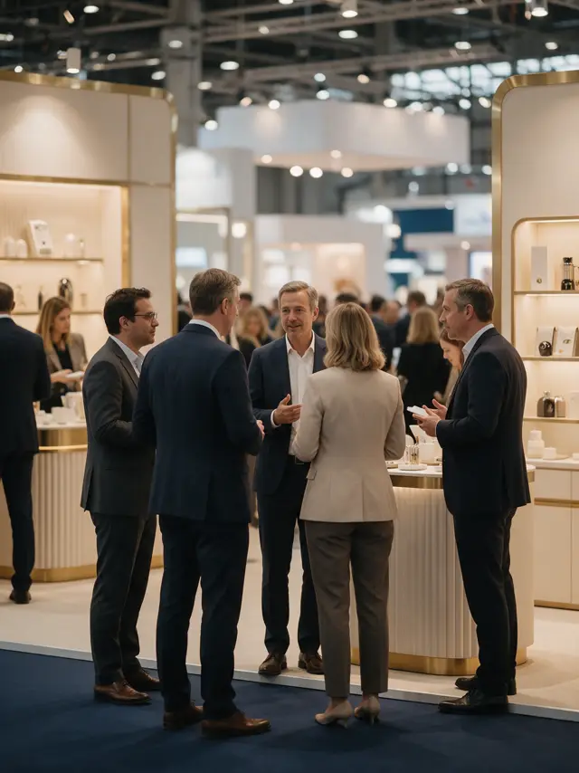 Business people at an international trade show