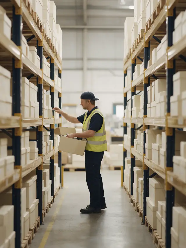 Warehouse aisle with order picking