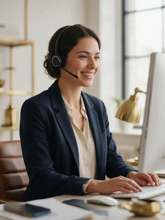 Account manager on a call with a client