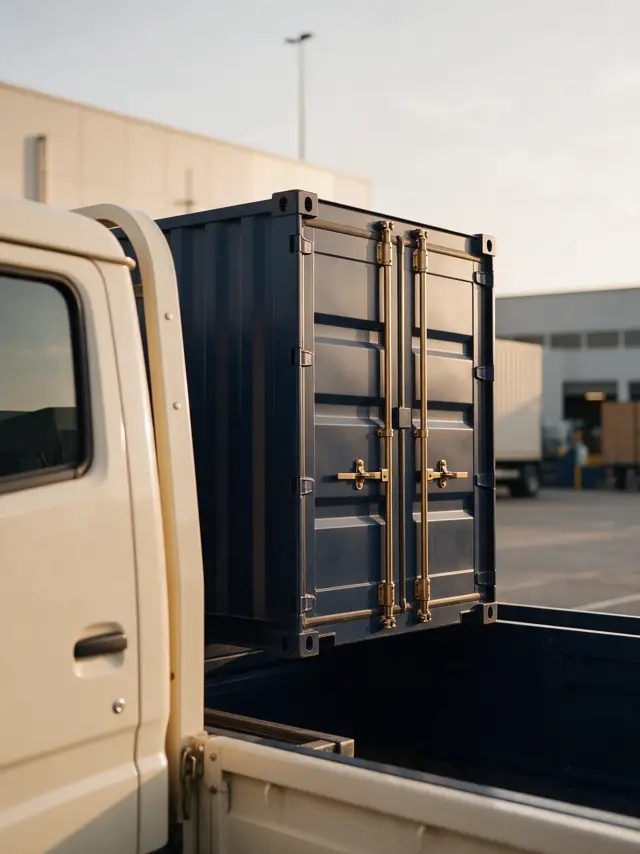 Container loaded onto a truck at a logistics hub
