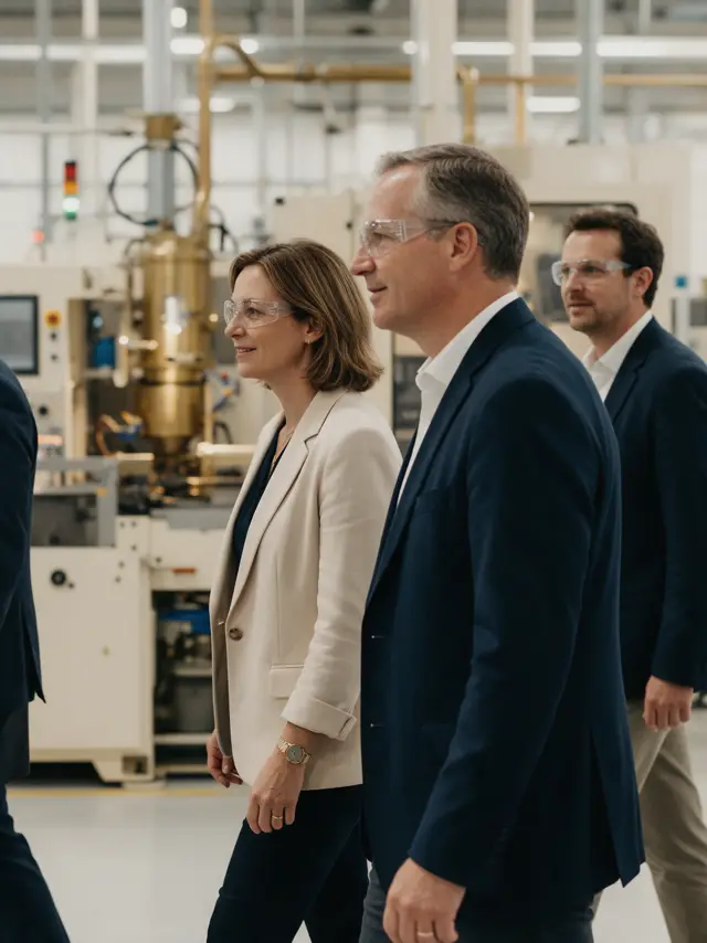 Business visitors on a factory tour