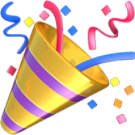 Party popper with confetti
