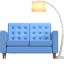 Blue couch and lamp icon