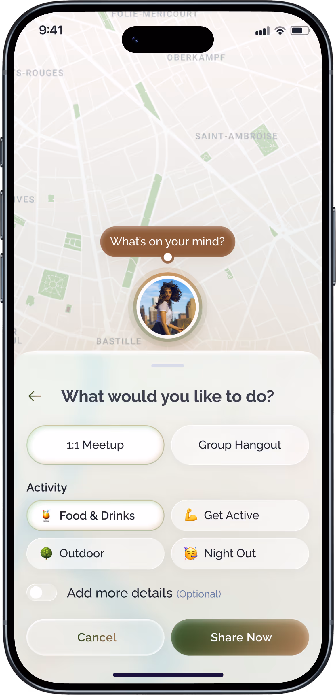 iPhone mockup showing app screen - Left