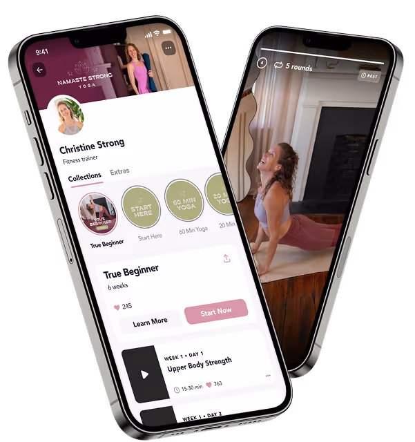 Namaste Strong Yoga app on phone