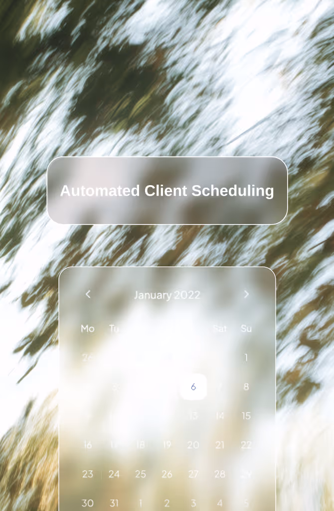 Blurred calendar interface displaying January 2022 for automated client scheduling.