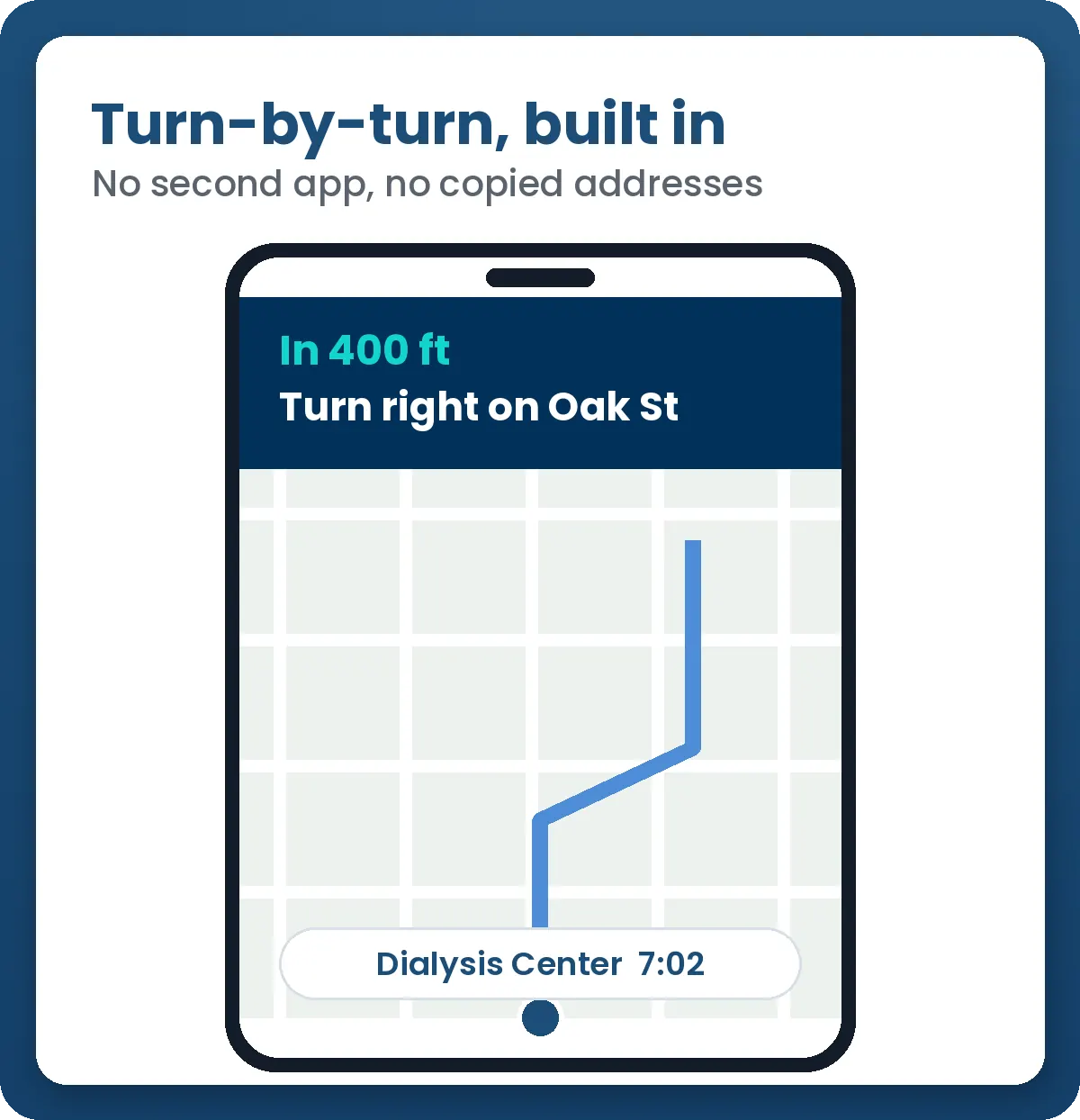 Turn-by-turn navigation inside the driver app