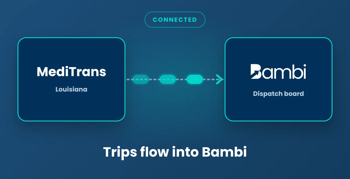 MediTrans connected to Bambi. Trips flow into Bambi.