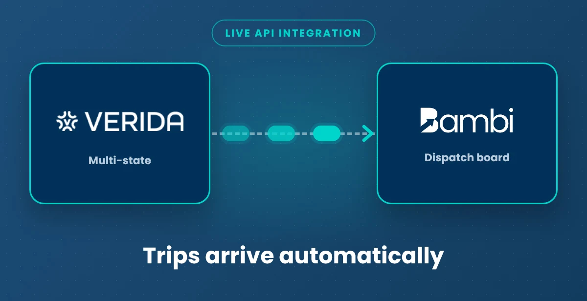 Verida connected to Bambi. Trips arrive automatically.