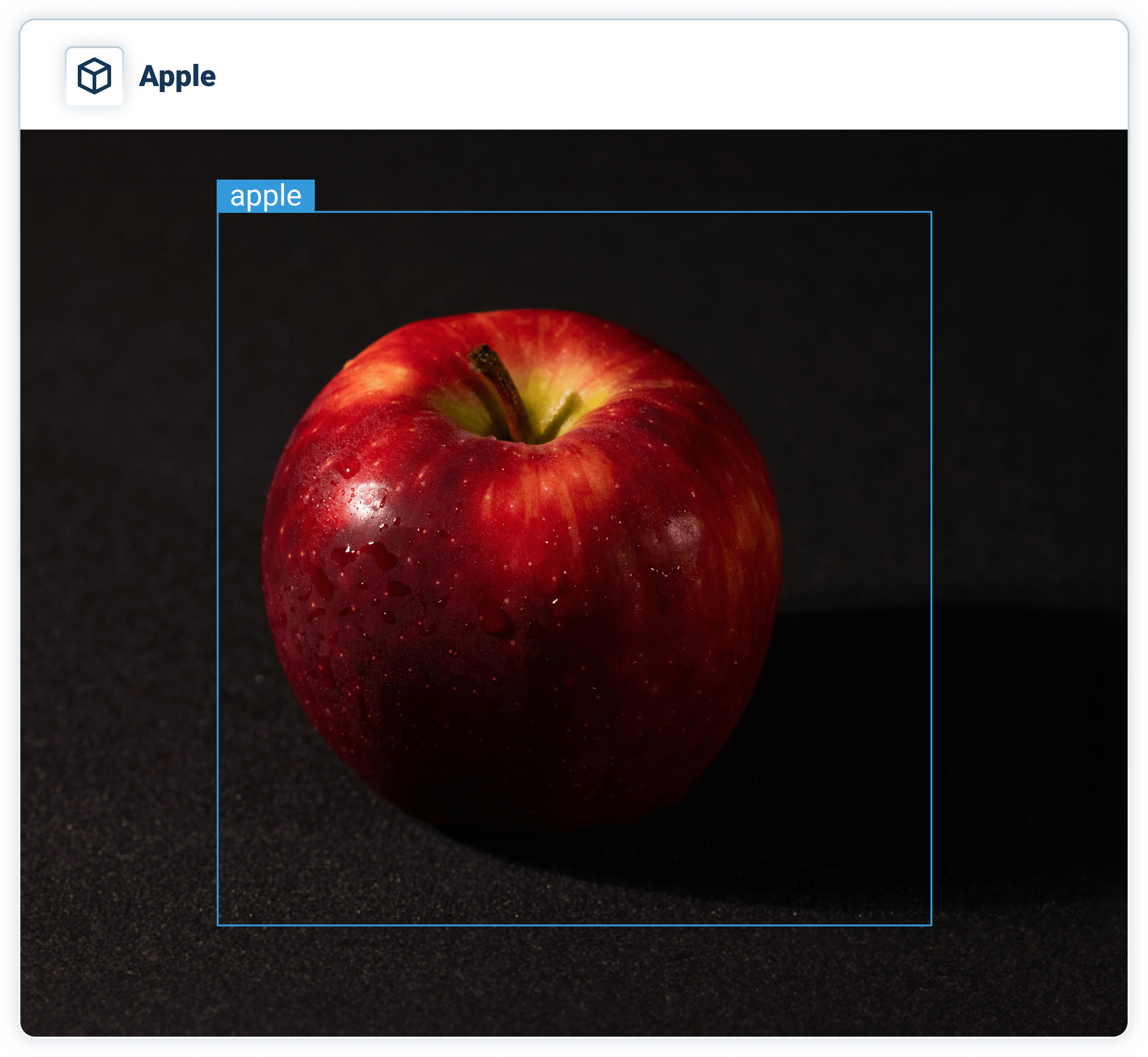 A red apple identified by automatic annotation and labelling