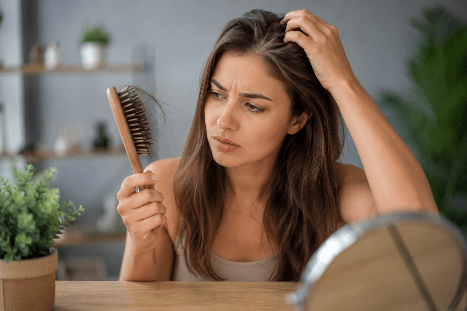 Patient receiving advanced hair restoration treatment for stress-related hair loss in San Diego California