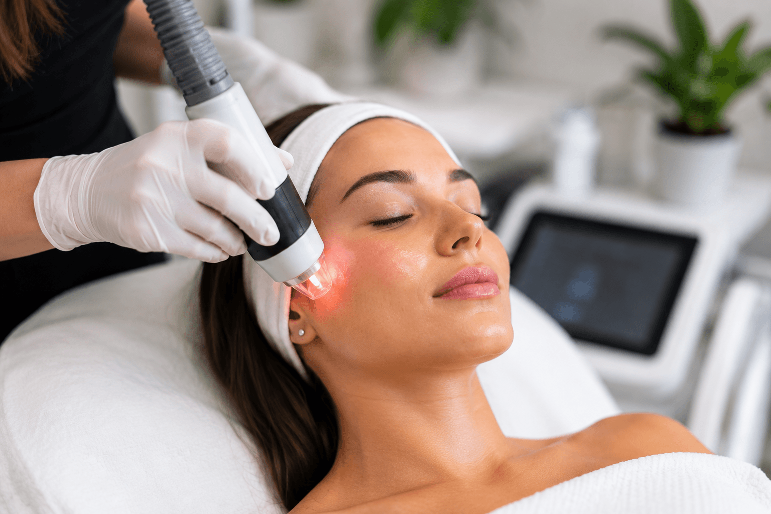 Skin resurfacing treatment being performed on a patient's face at a med spa in La Mesa, California