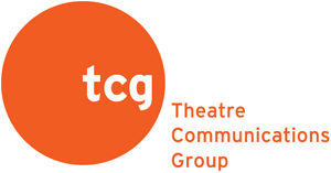 Theatre Communications Group logo with white letters 'tcg' inside an orange circle and text to the right.