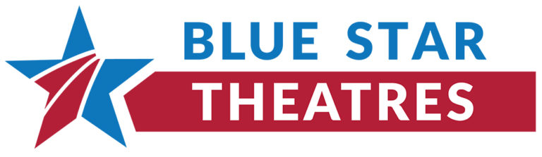 Blue Star Theatres logo with a blue and red star and text.