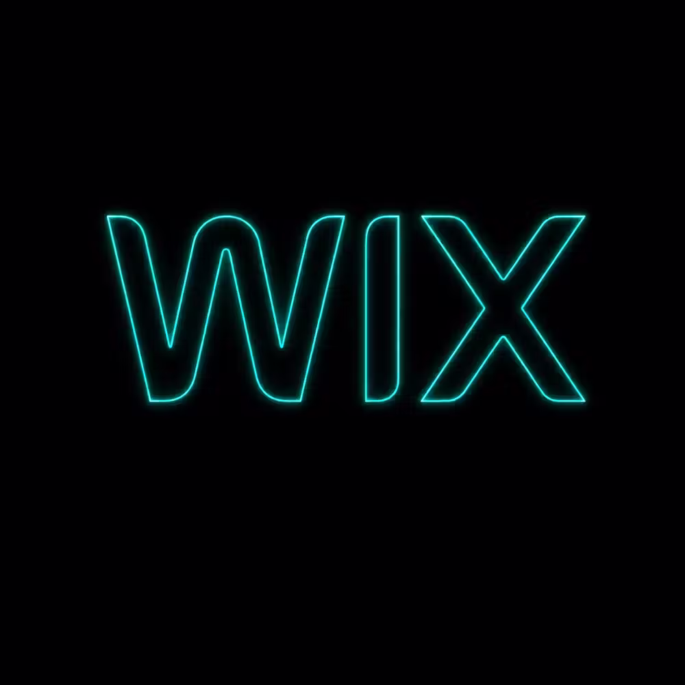 Wix to Webflow migration shown as a glowy word