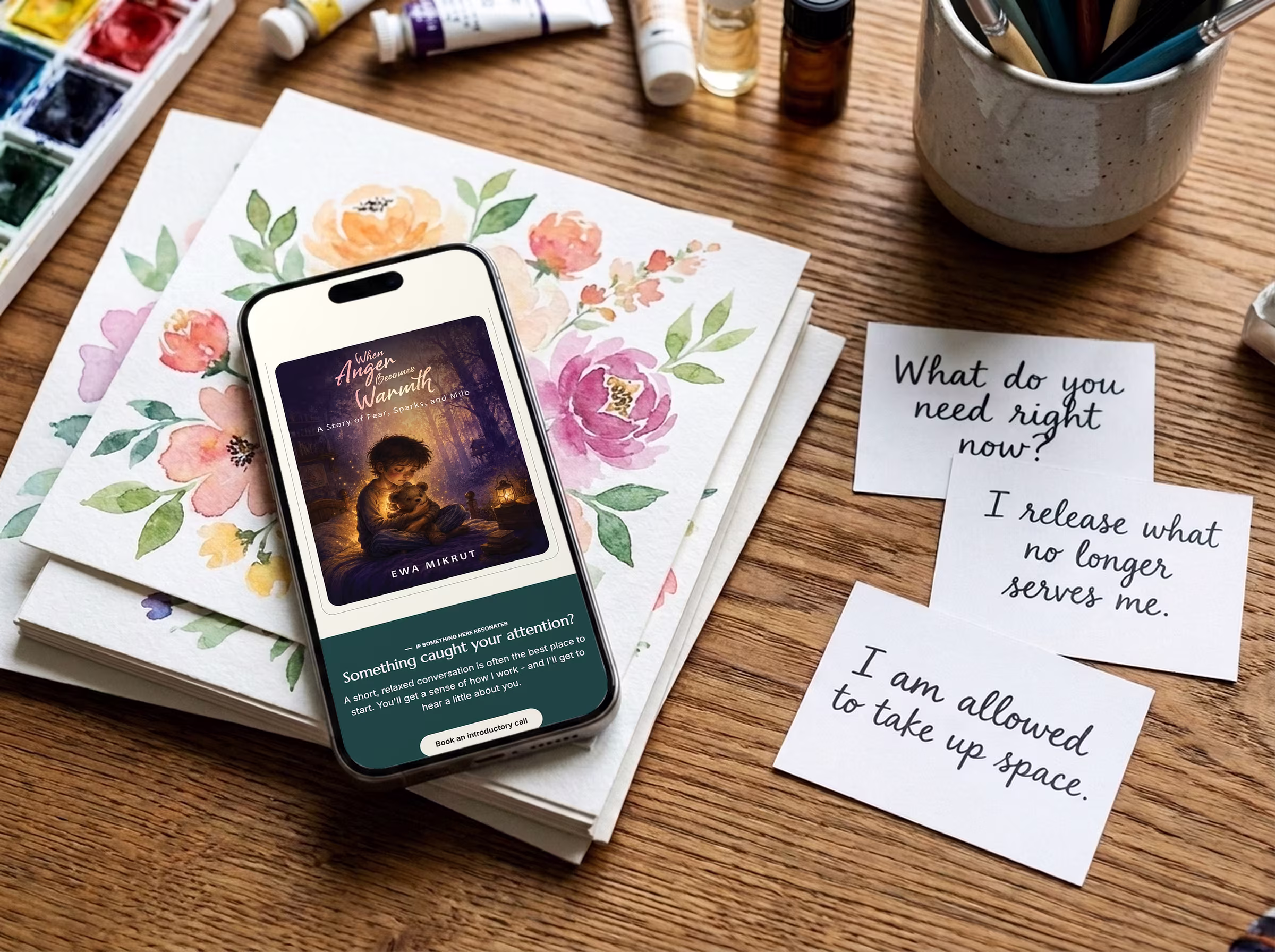 Mobile phone mockup of a counselling website built for a BACP registered therapist in the UK
