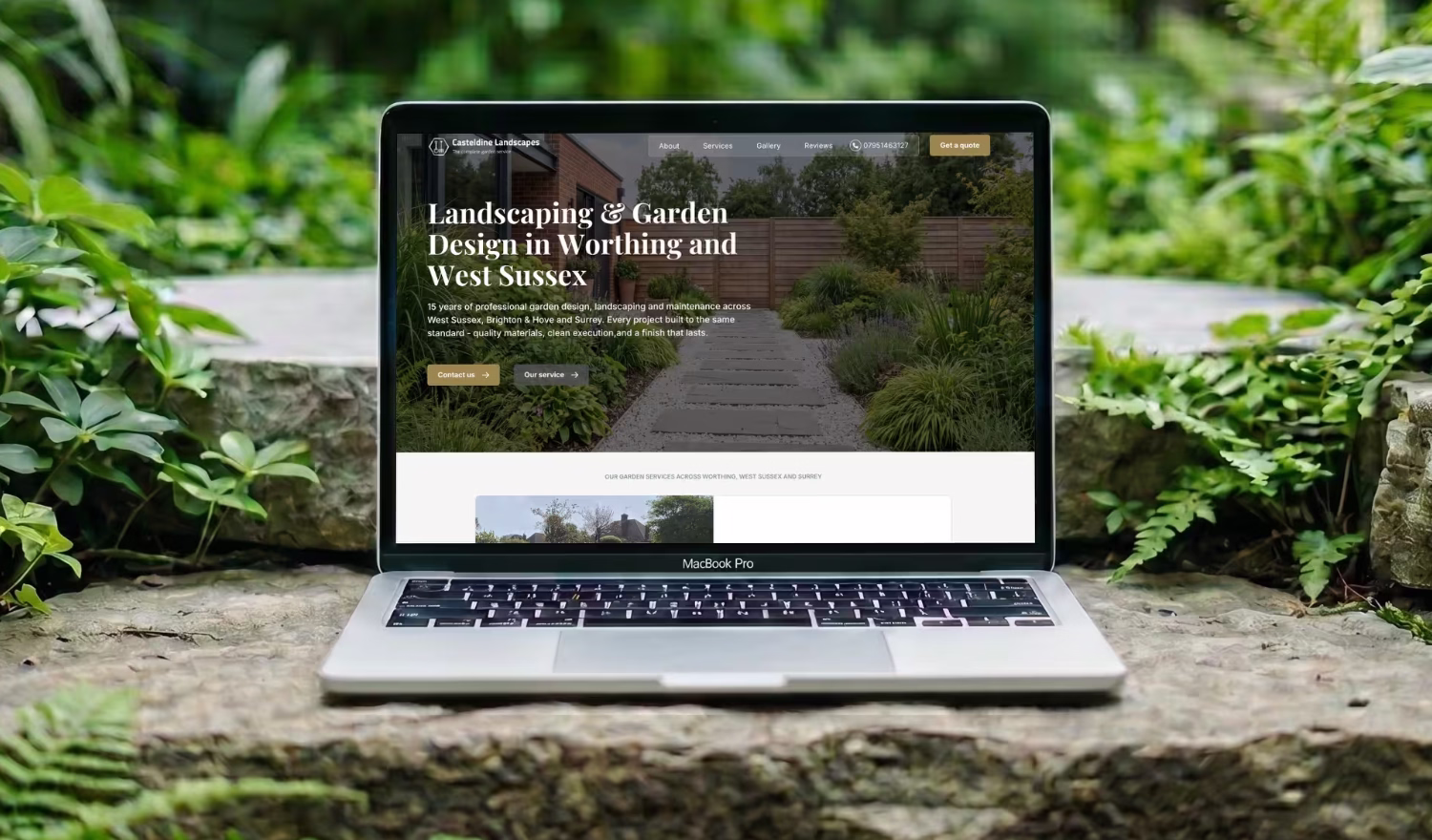 Webflow website design for landscaping service - custom trade business website by web developer Worthing, West Sussex