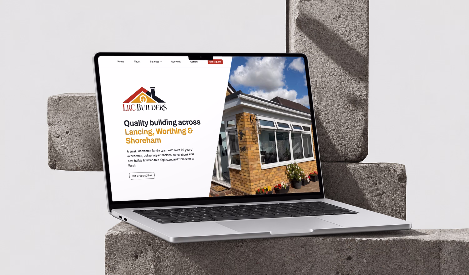Webflow website design for builder - custom local trade website by web developer Worthing, West Sussex