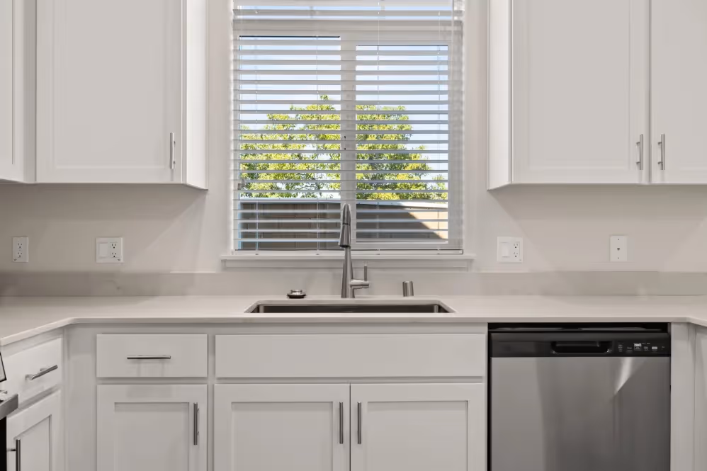 Kitchen with white cabinets