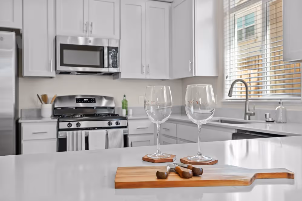 Kitchen with white cabinets
