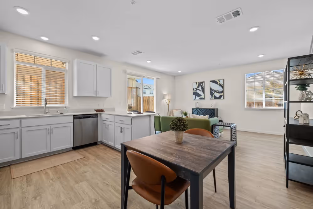 Kitchen with white cabinets
