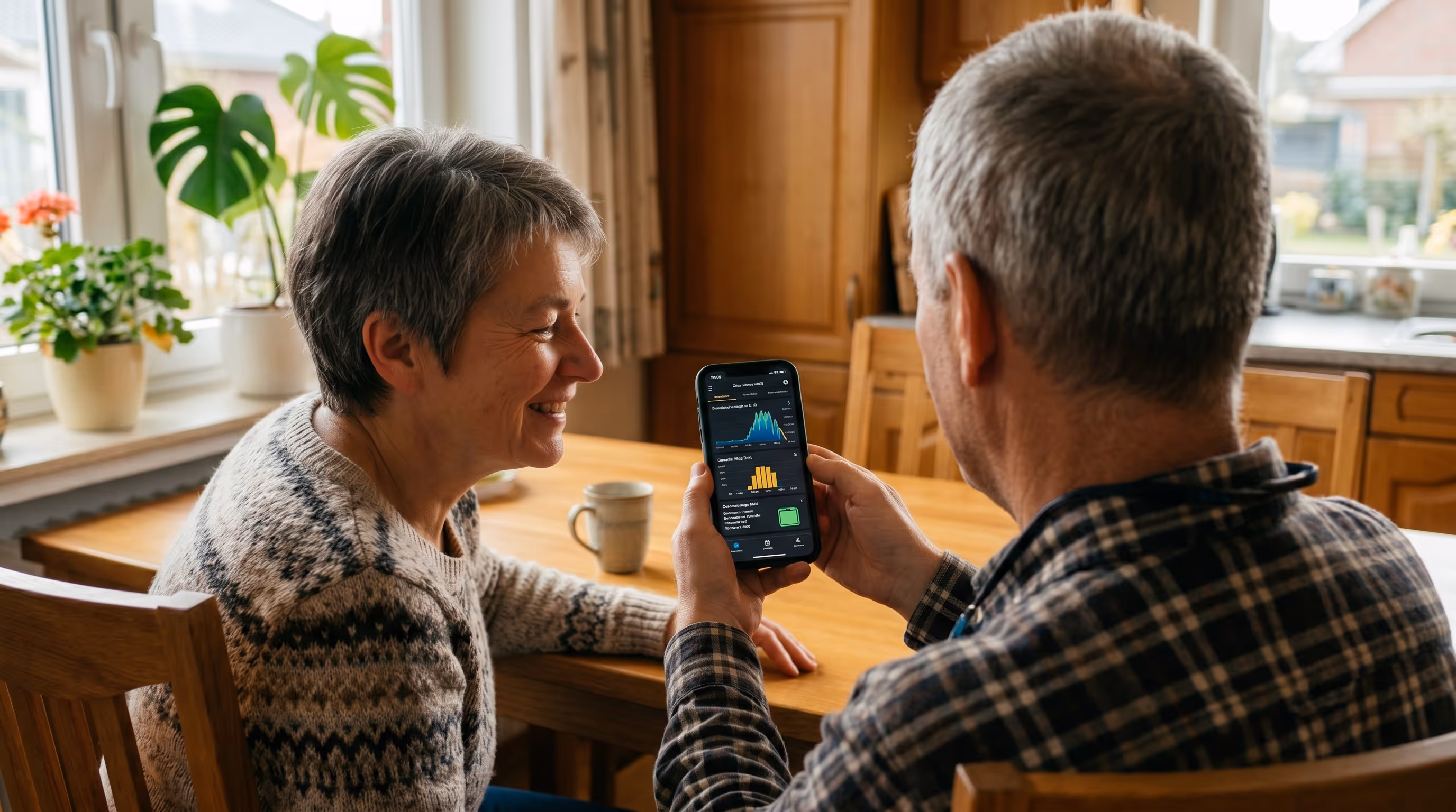 Paar mit Solar-App und Sigenergy Speicher