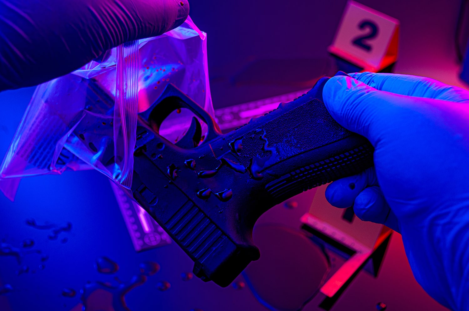 Gun in evidence after shooting