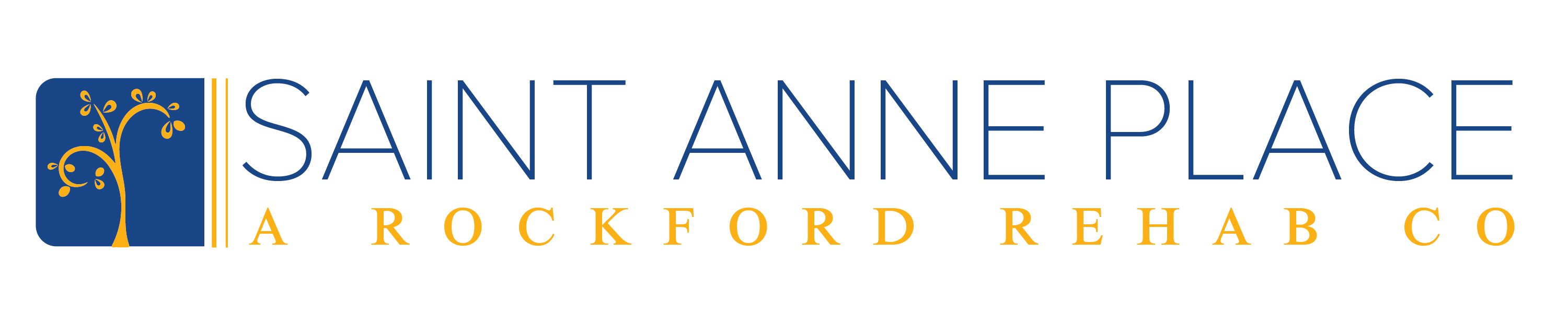 Saint Anne Place logo with a stylized tree and text reading A Rockford Rehab Co.