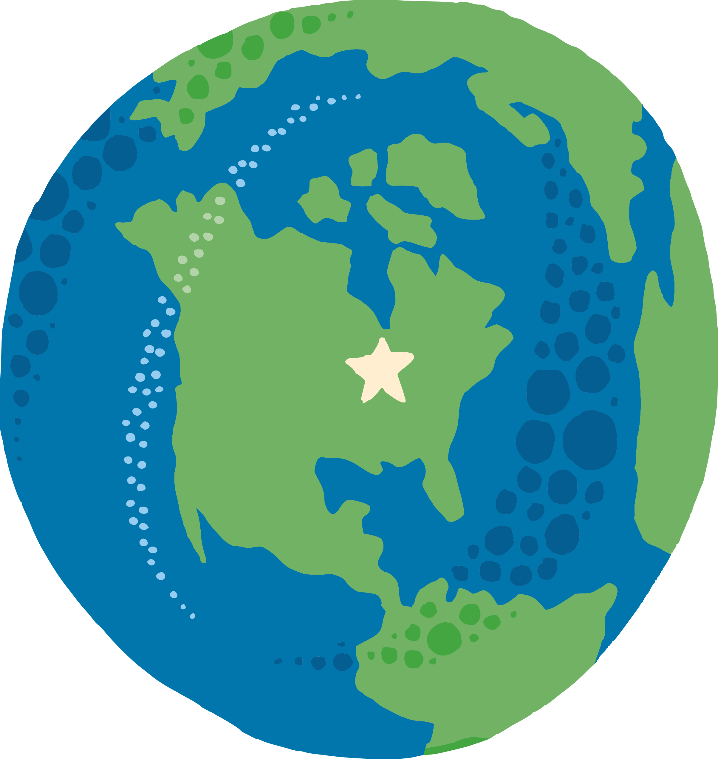 A globe with a star on Ann Arbor