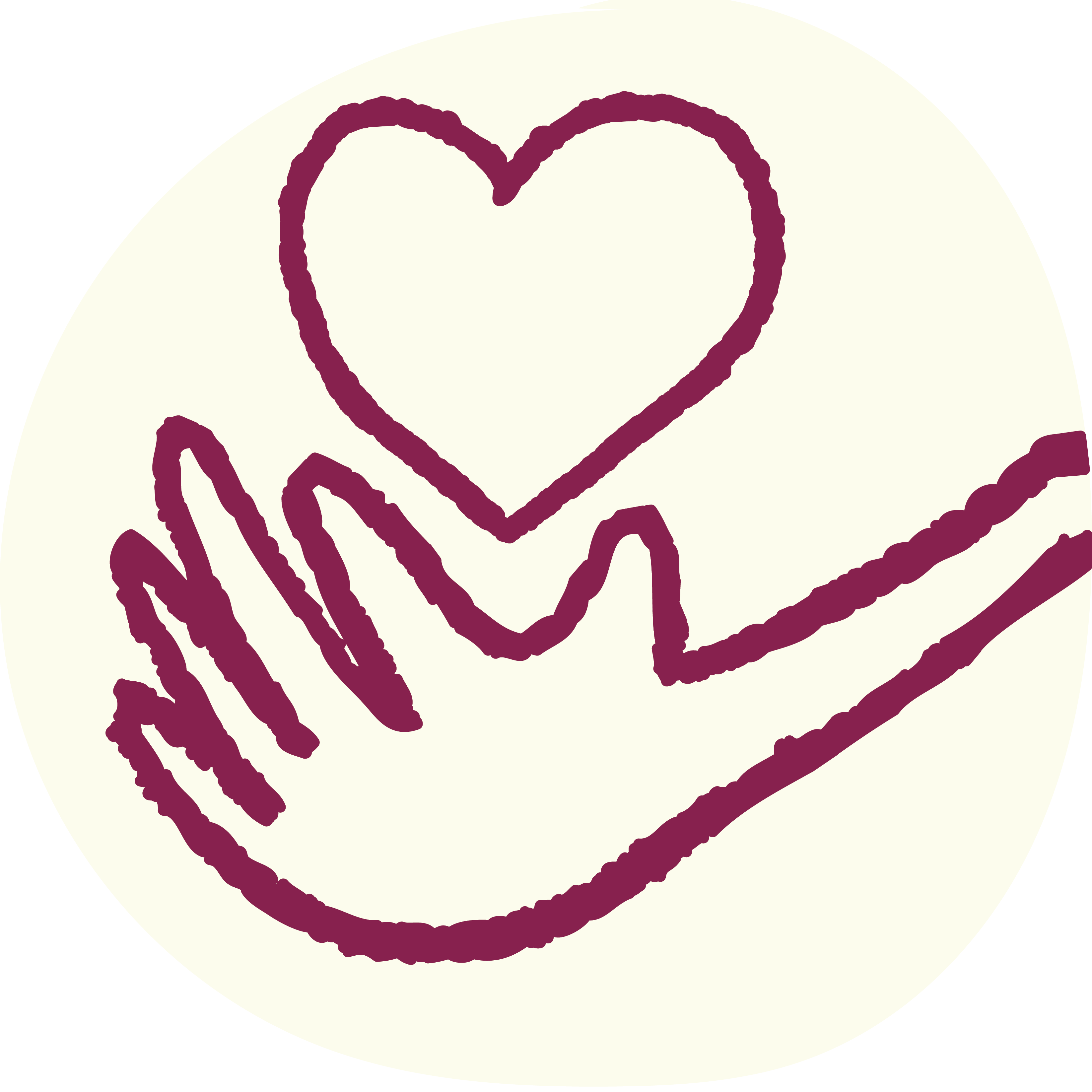 An illustration of a hand reaching out with a heart