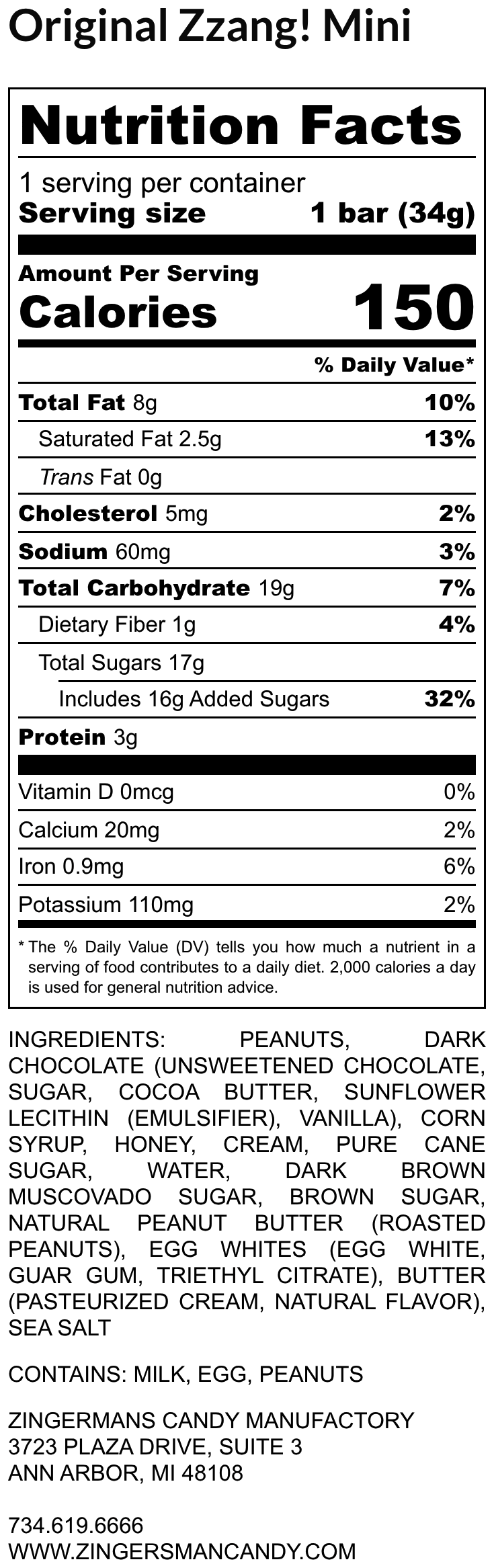 Zzang Nutrition Information