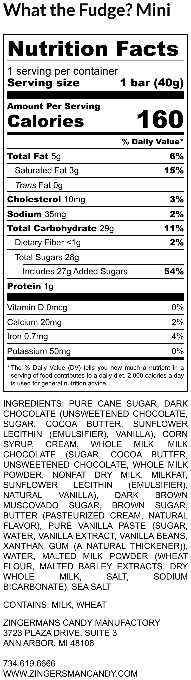 What the Fudge Nutrition Information