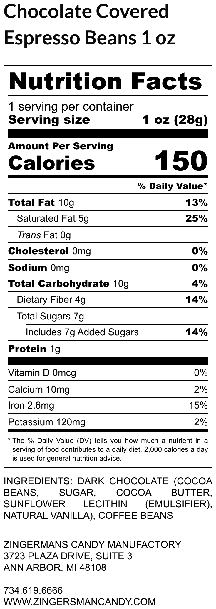 Chocolate Espresso Beans Nutrition Label