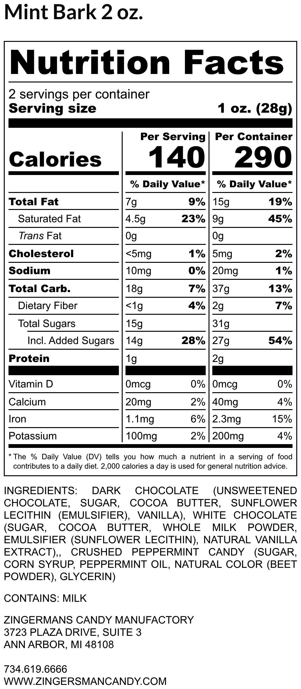 Peppermint Bark Nutrition Facts