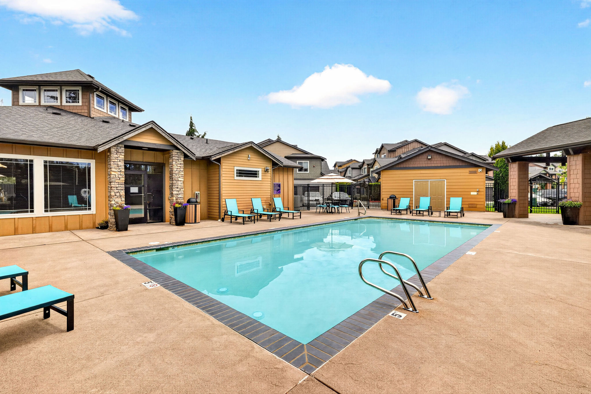 Pool with Seating Bella on Canyon Apartment Rentals