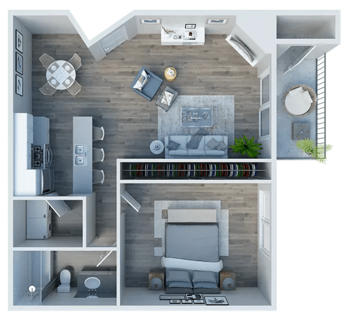 1x1 Spring Floor Plan at Trails at Grand Terrace Apartments