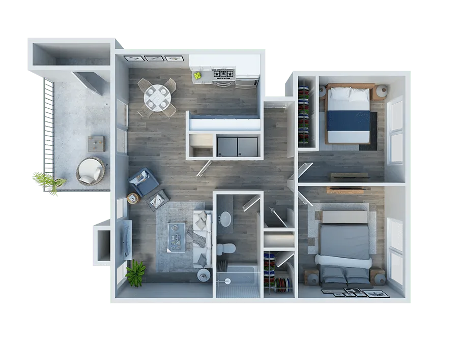 two bedroom floor plan at trails at grand terrace