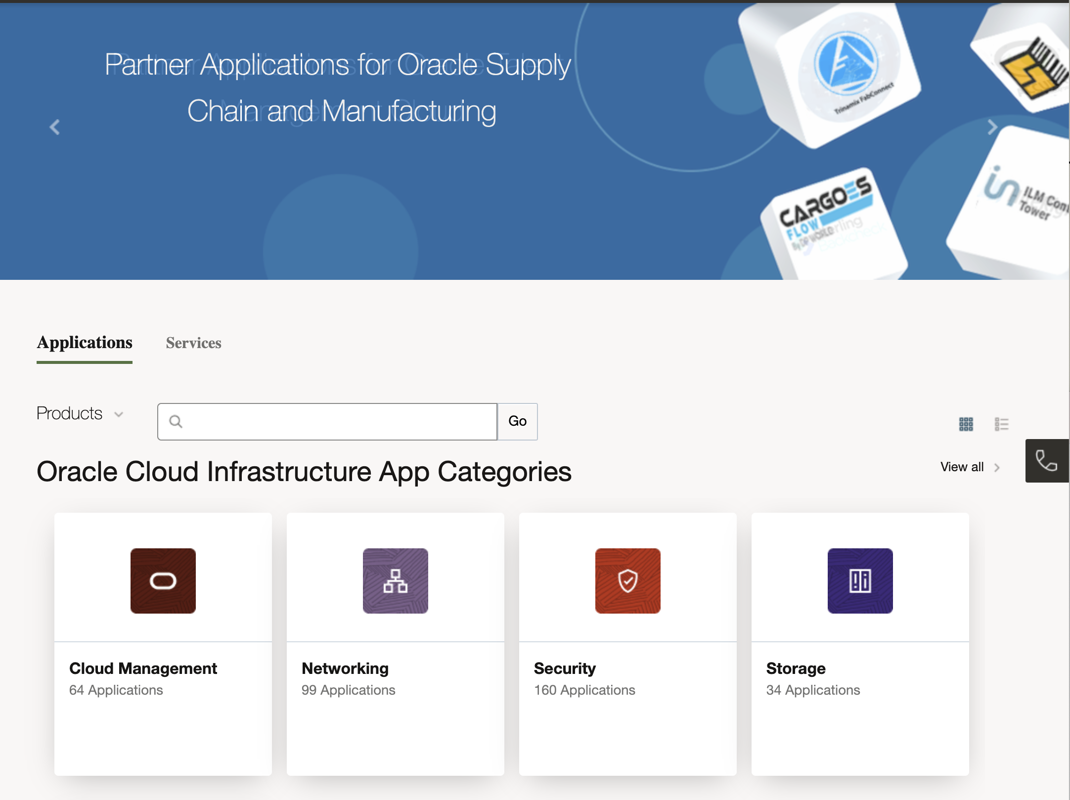 screenshot of oracle cloud marketplace