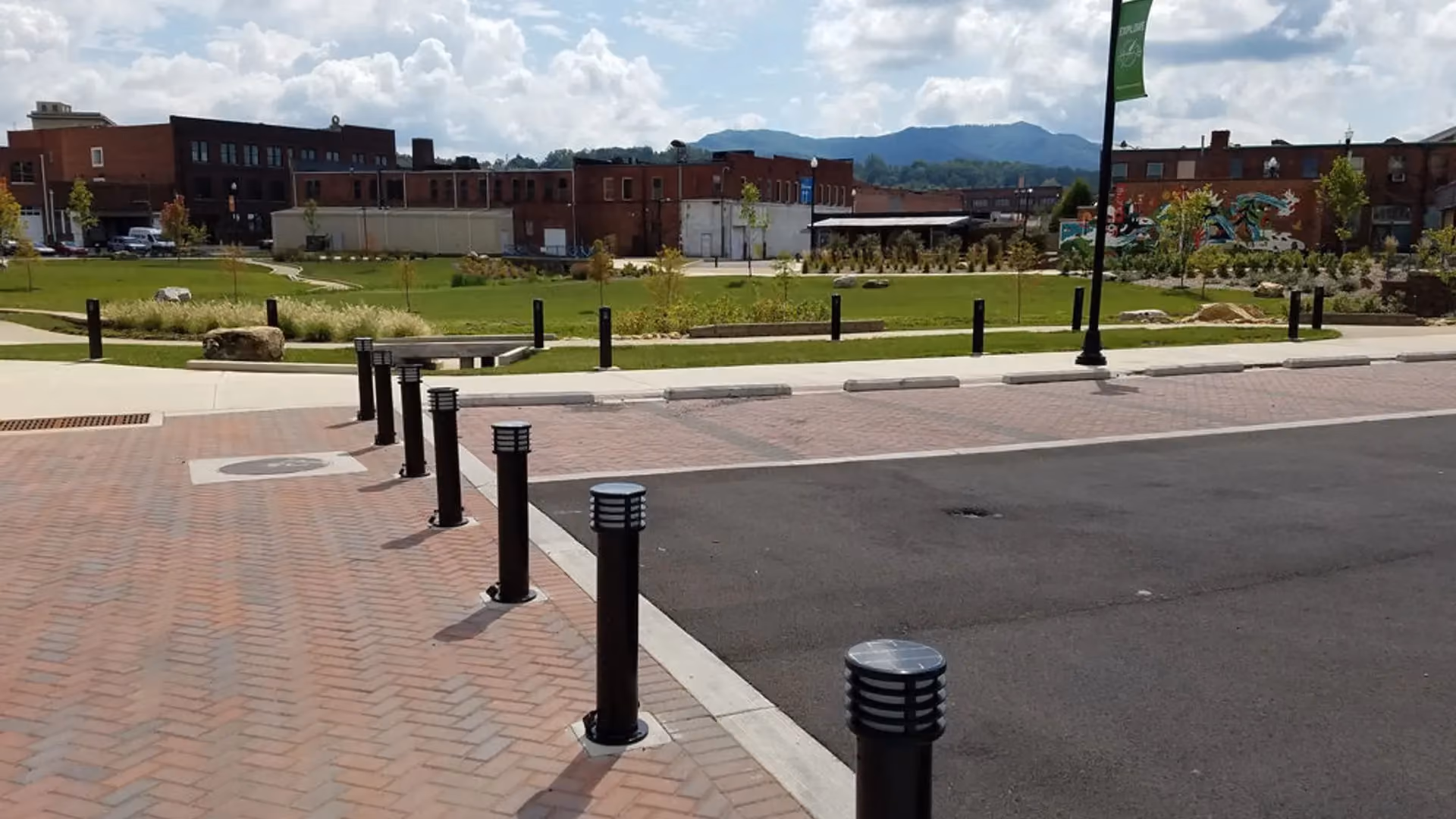 FLT solar bollard lights installed in park without underground wiring
