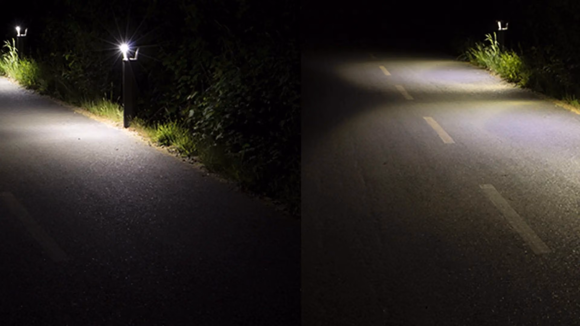 FLT solar bollard light new model installed on pedestrian pathway