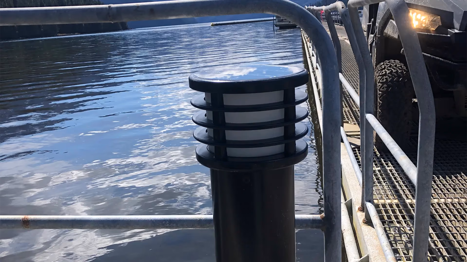 FLT solar marine light installed at waterfront dock or marina