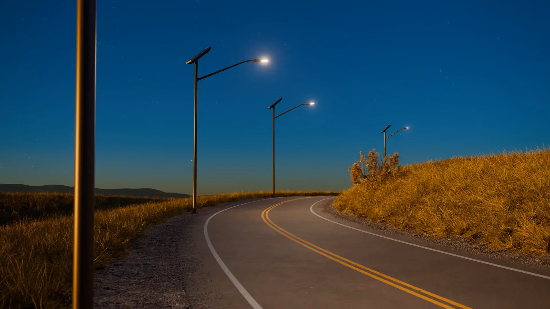 Solar streetlight installed on city street eliminating copper theft risk