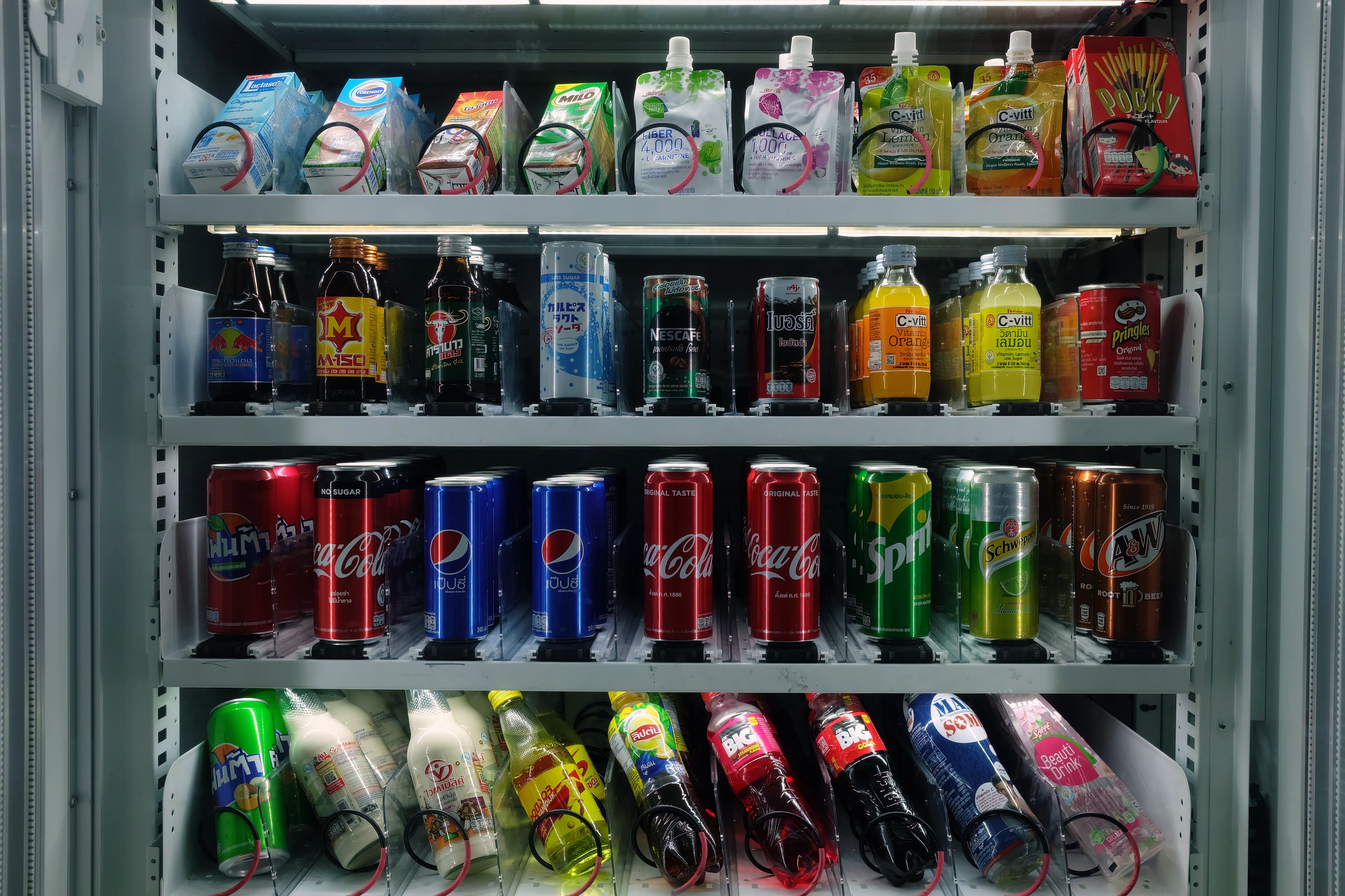 vending machine with drinks and snecks