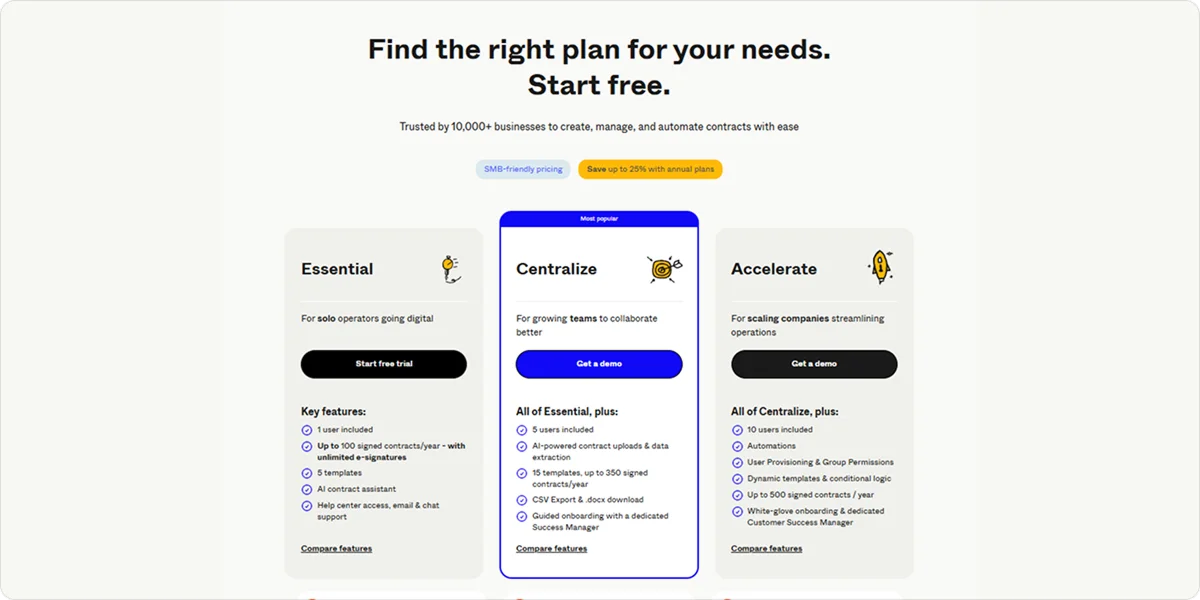 Contractbook Pricing