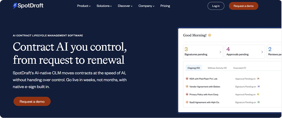 Spotdraft homepage