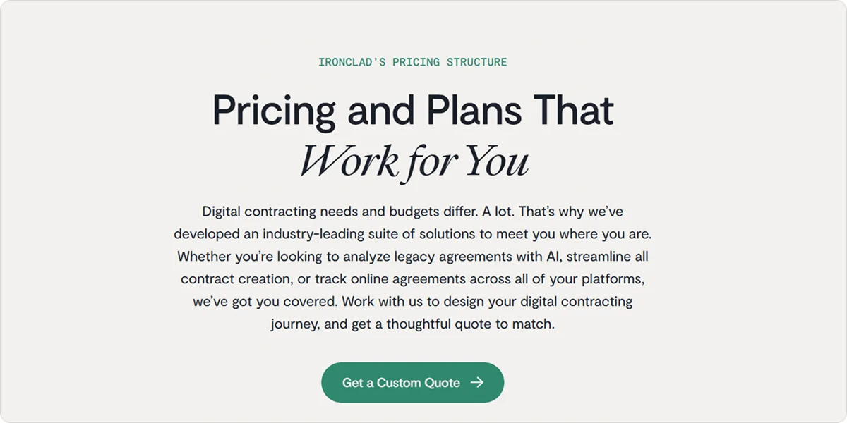 Ironclad pricing