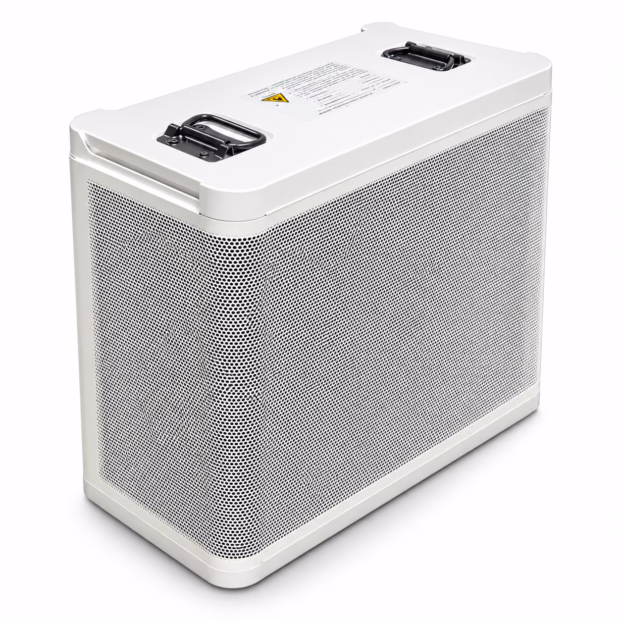 Image of the 80 Gallon residential unit's heat pump white
