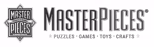 MasterPieces logo with the words puzzles, games, toys, and crafts below.