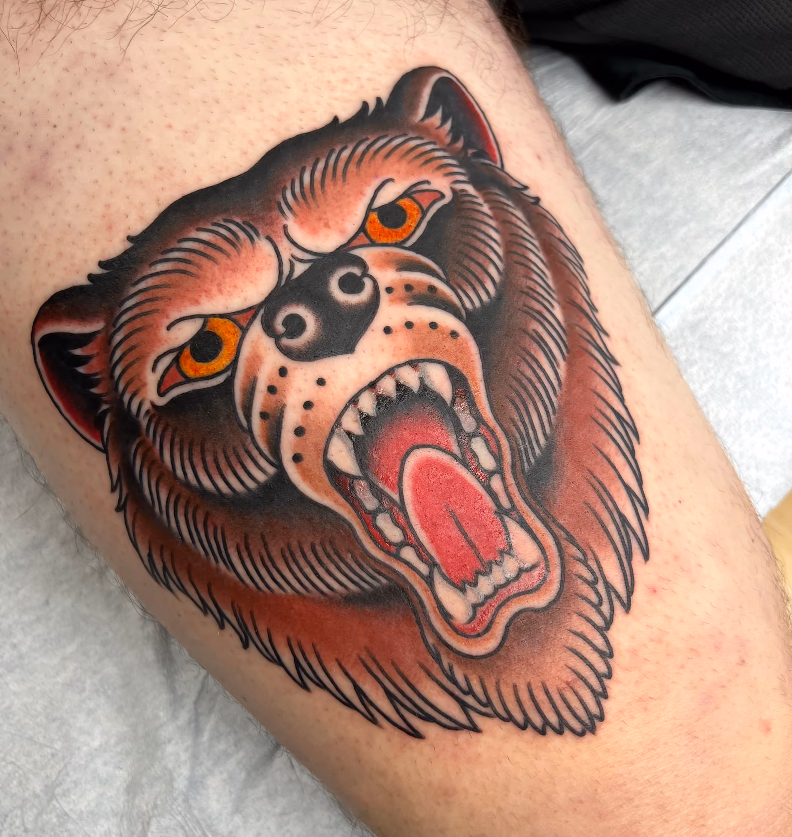 Custom tattoo by Mike McAskill – Traditional and Black & Gray portfolio piece